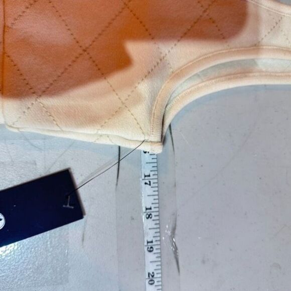 NWT Mono B Quilted Style Cream Cropped Sports Bra Tank Top Medium - Picture 8 of 10